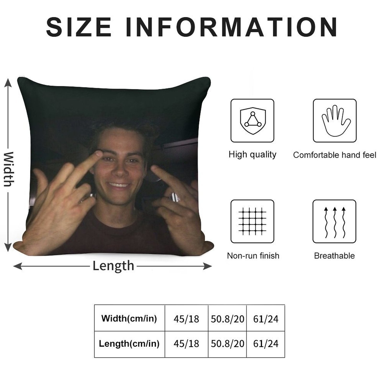 Dylan O’brien Middle Fingers Soft Shrink-Resistant Throw Pillow