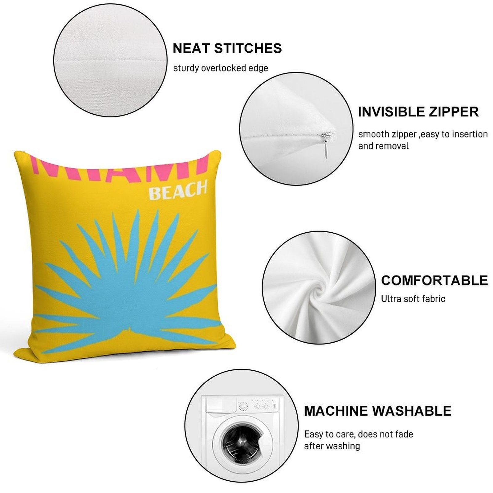 Miami Beach Asouline Soft High-Density Material Throw Pillow
