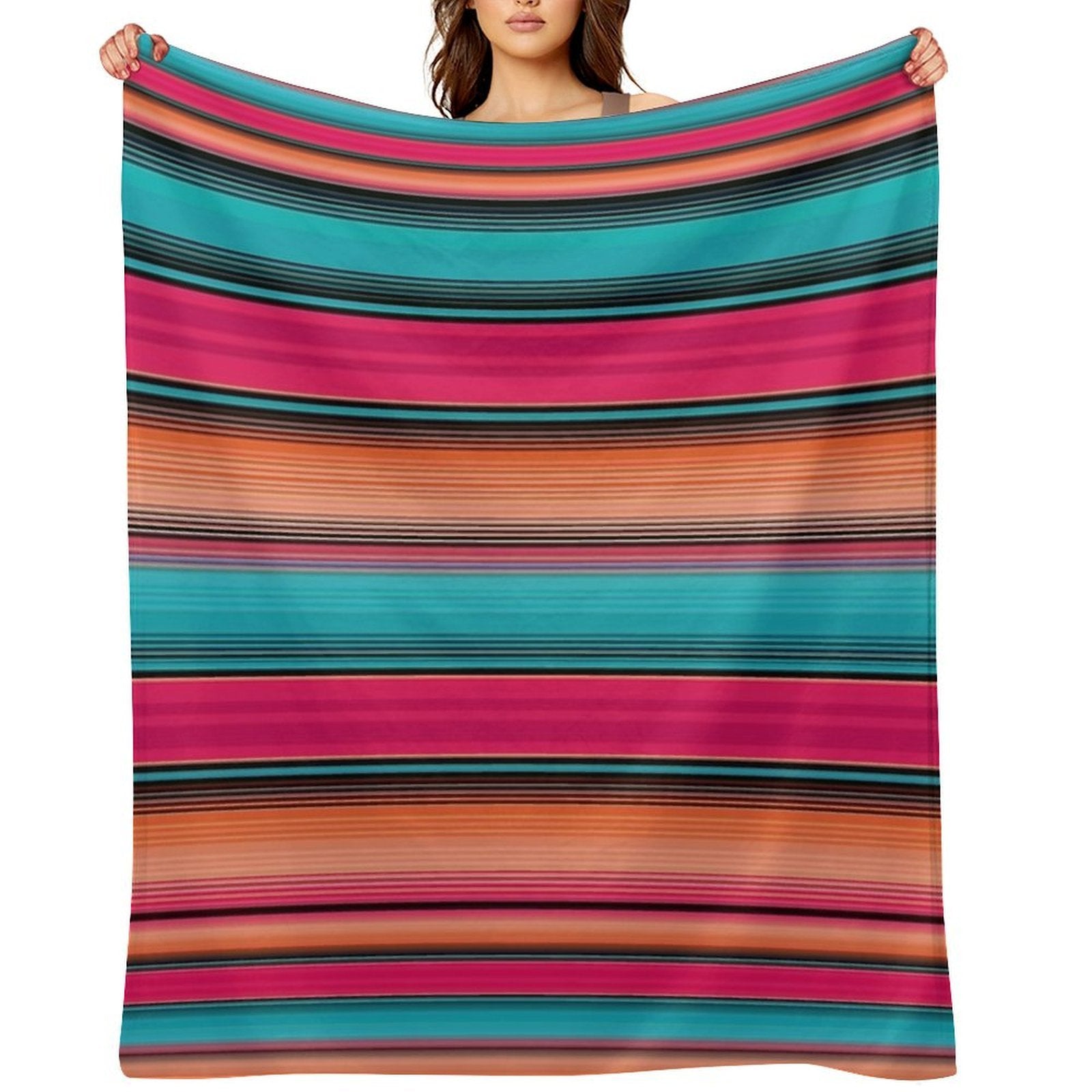 Sarape Rosa Pink Cute Mexican Blanket Serape Pattern Travel-friendly Throw Blanket