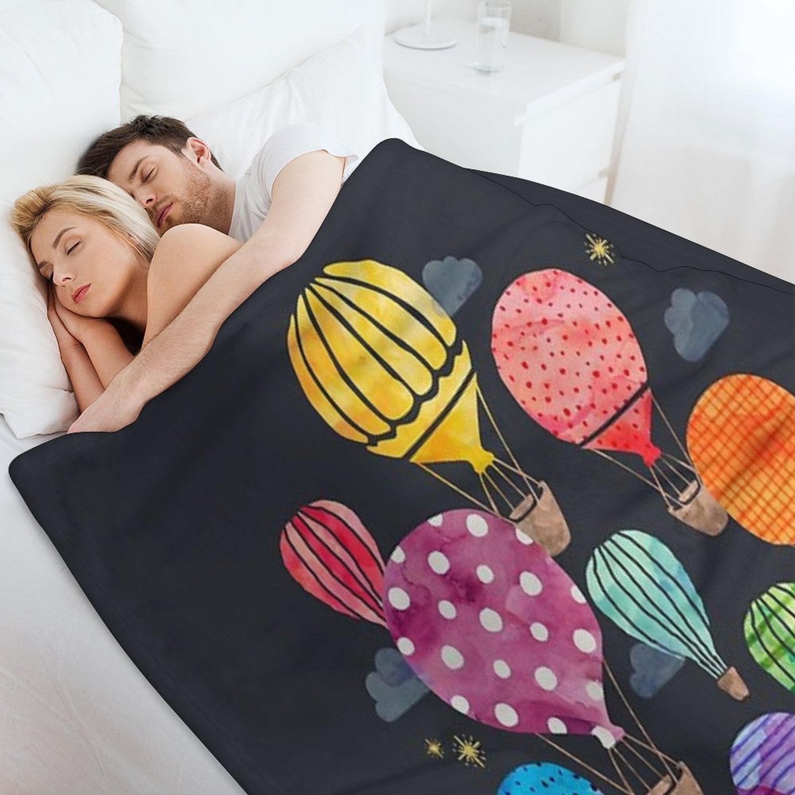 Hot Air Balloon Night Premium Throw Blanket
