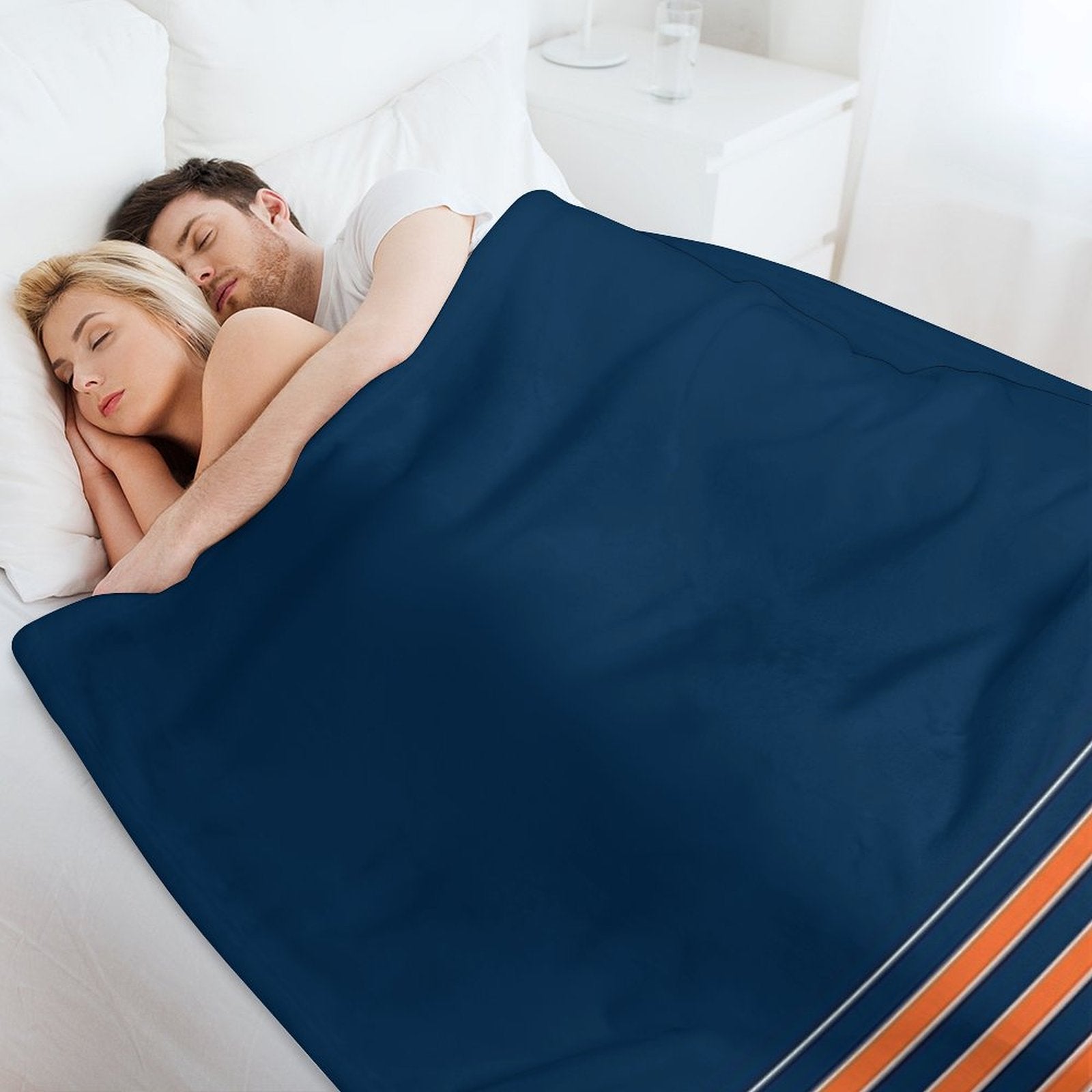 Indigo Orange Stripes Travel-friendly Throw Blanket