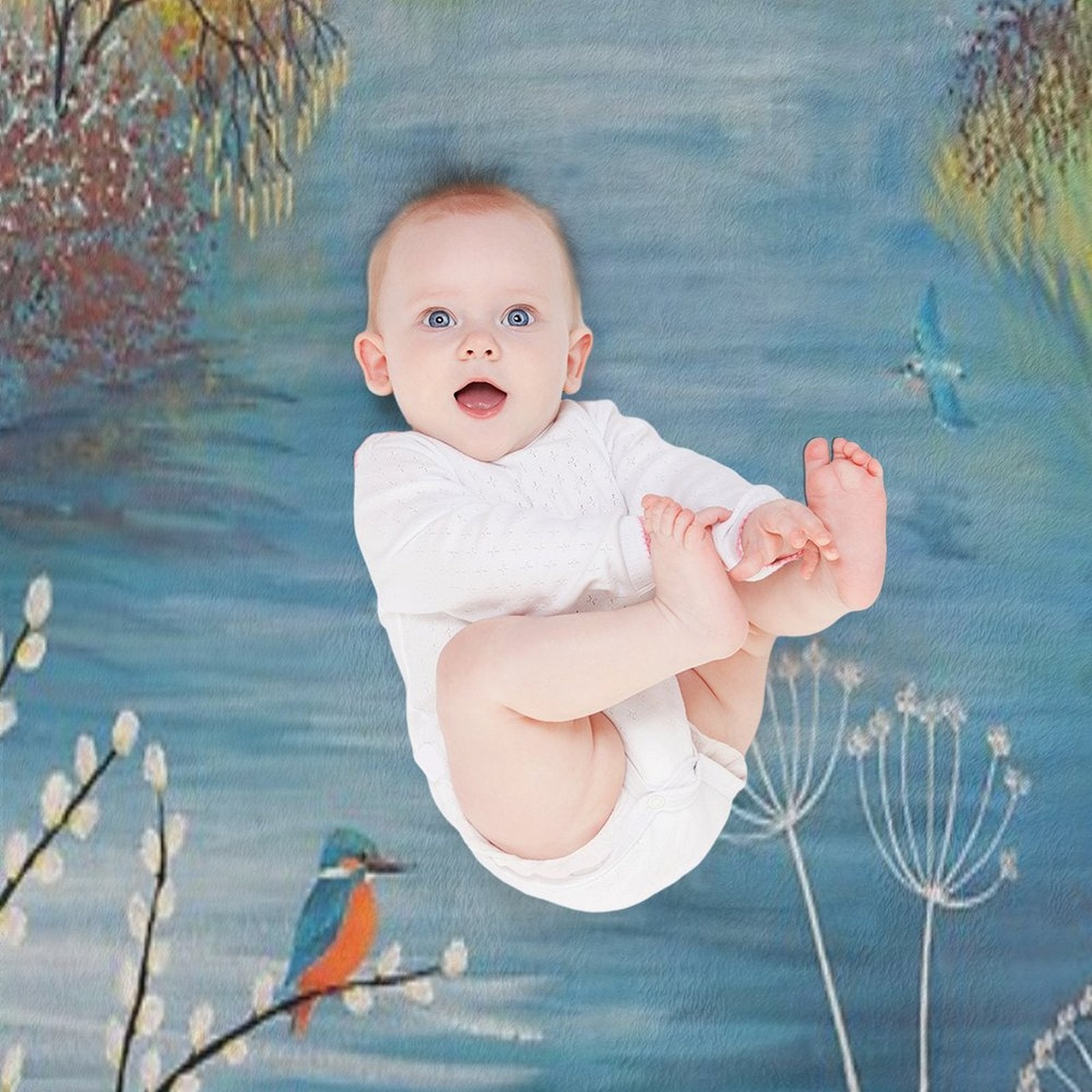 Spring at Kingfisher Pool Wrinkle-free Throw Blanket