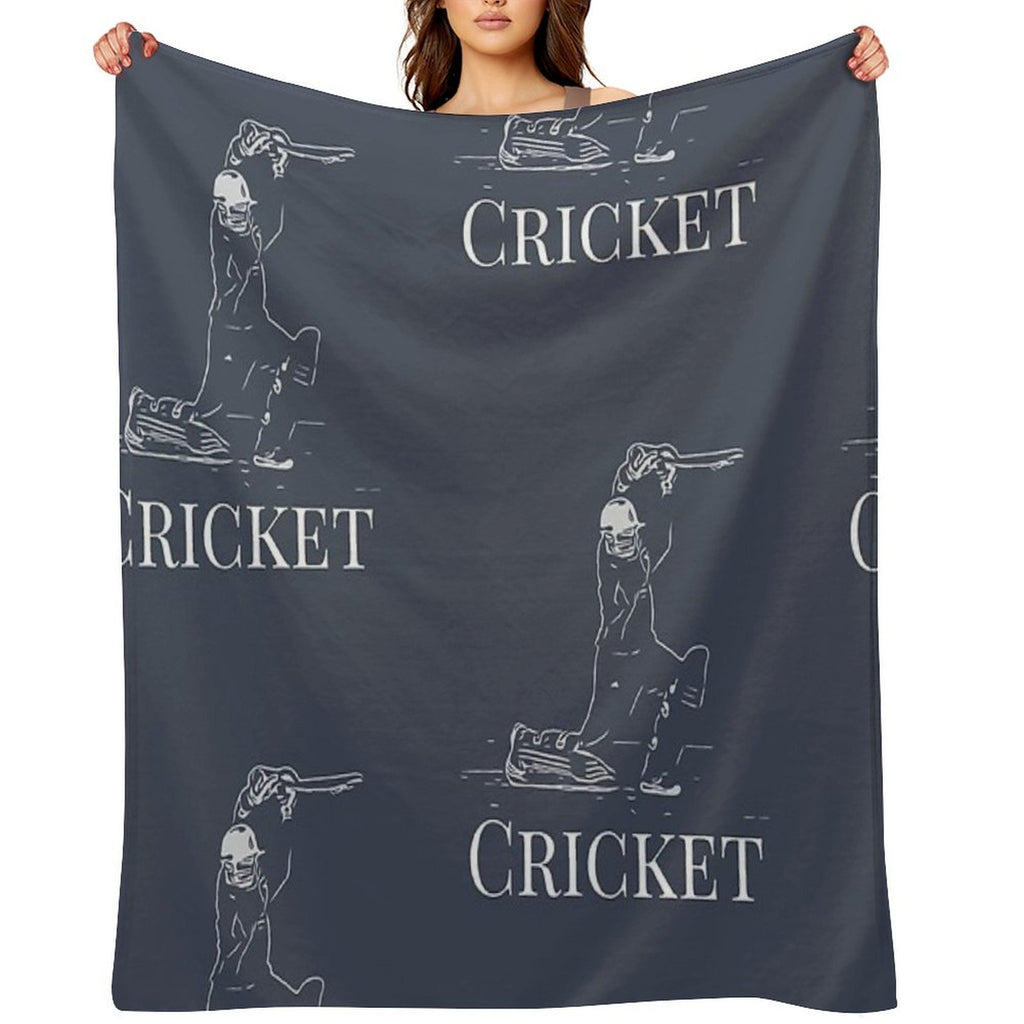 Cricket Batsman Cricketer Design Logo Style Plush Throw Blanket