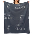 Cricket Batsman Cricketer Design Logo Style Plush Throw Blanket