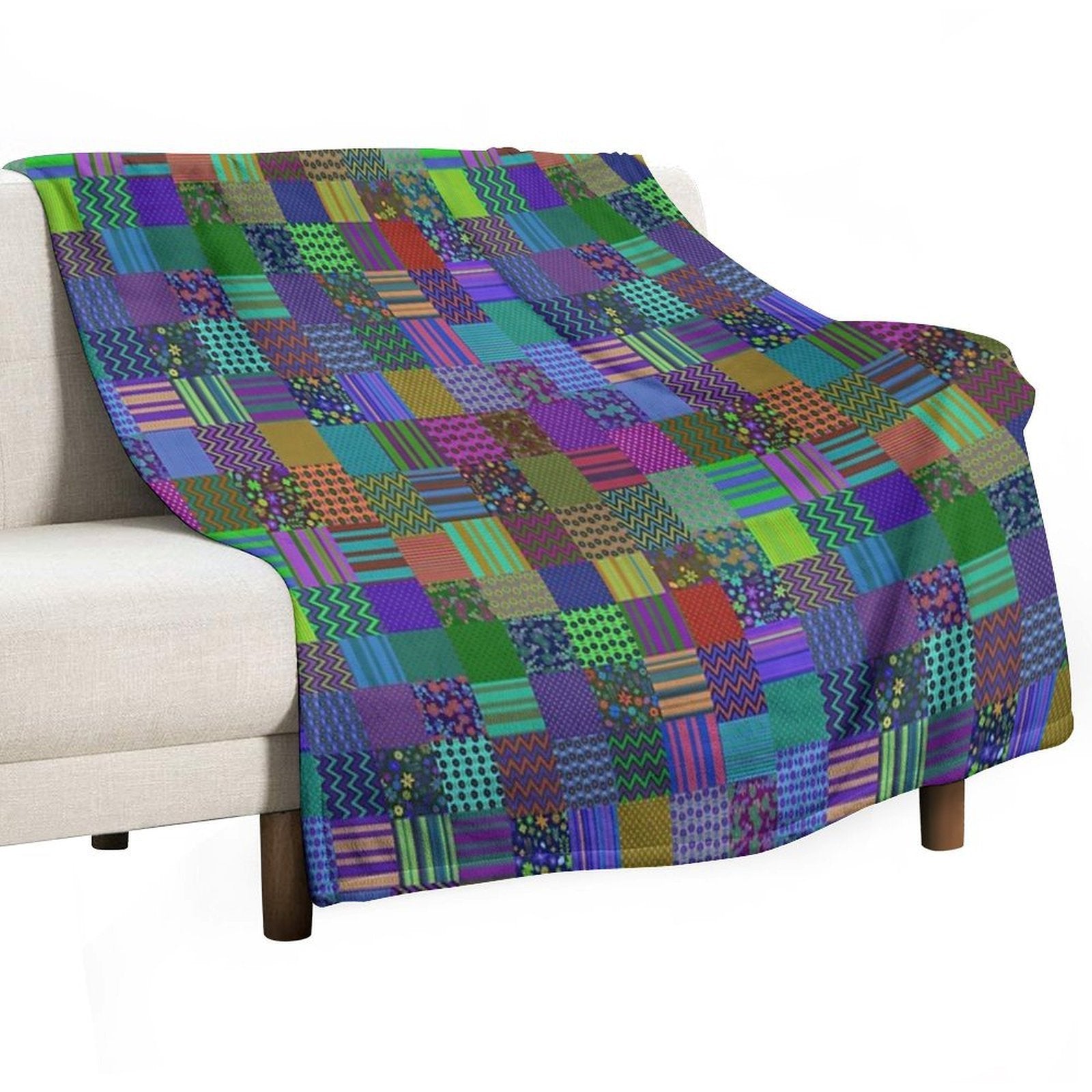 Bohemian Patchwork Quilt Pattern Cool Boho Gypsy Hipster Gift-ready Throw Blanket