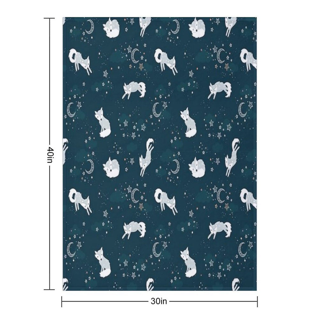 Cute Arctic Foxes at Night Wrinkle-free Throw Blanket