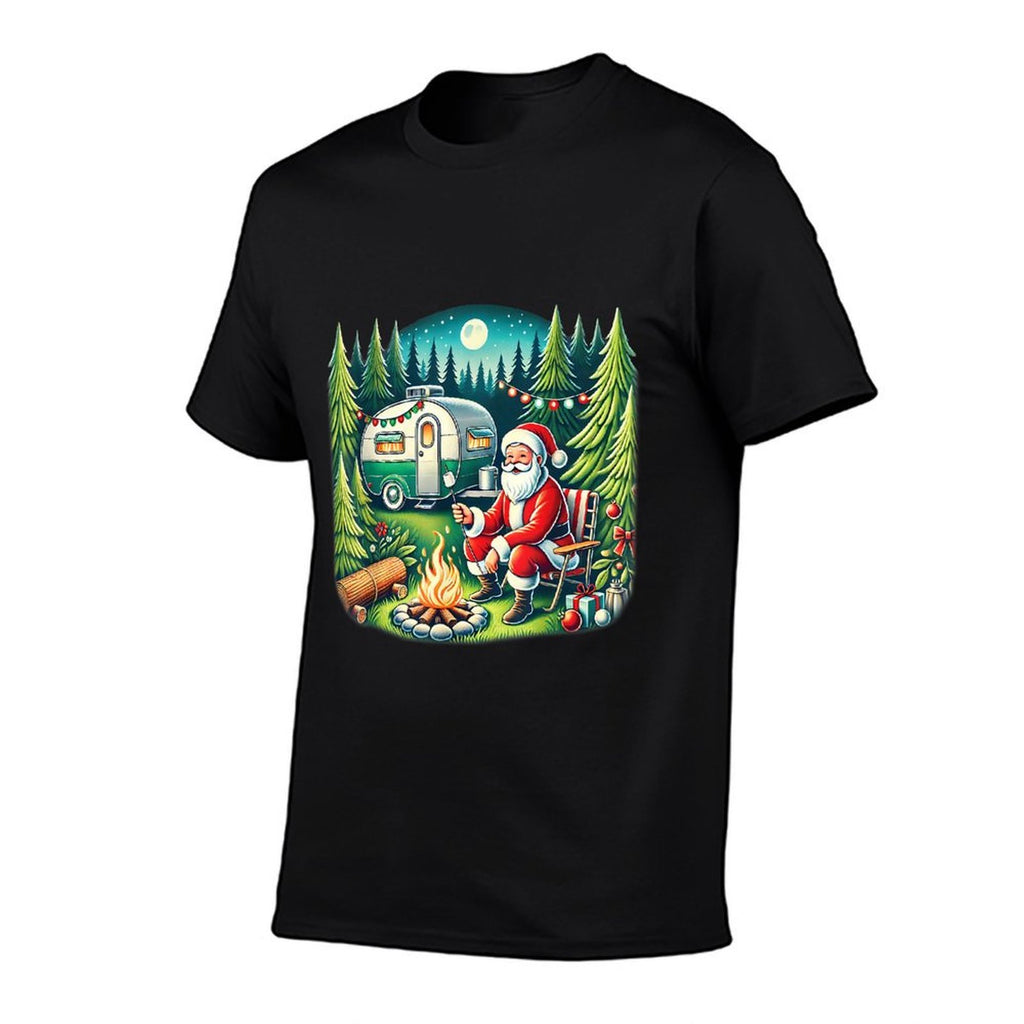 Merry Campmas Christmas Camper Camping Lover Santa Camping  Oversized Silhouette T-Shirt