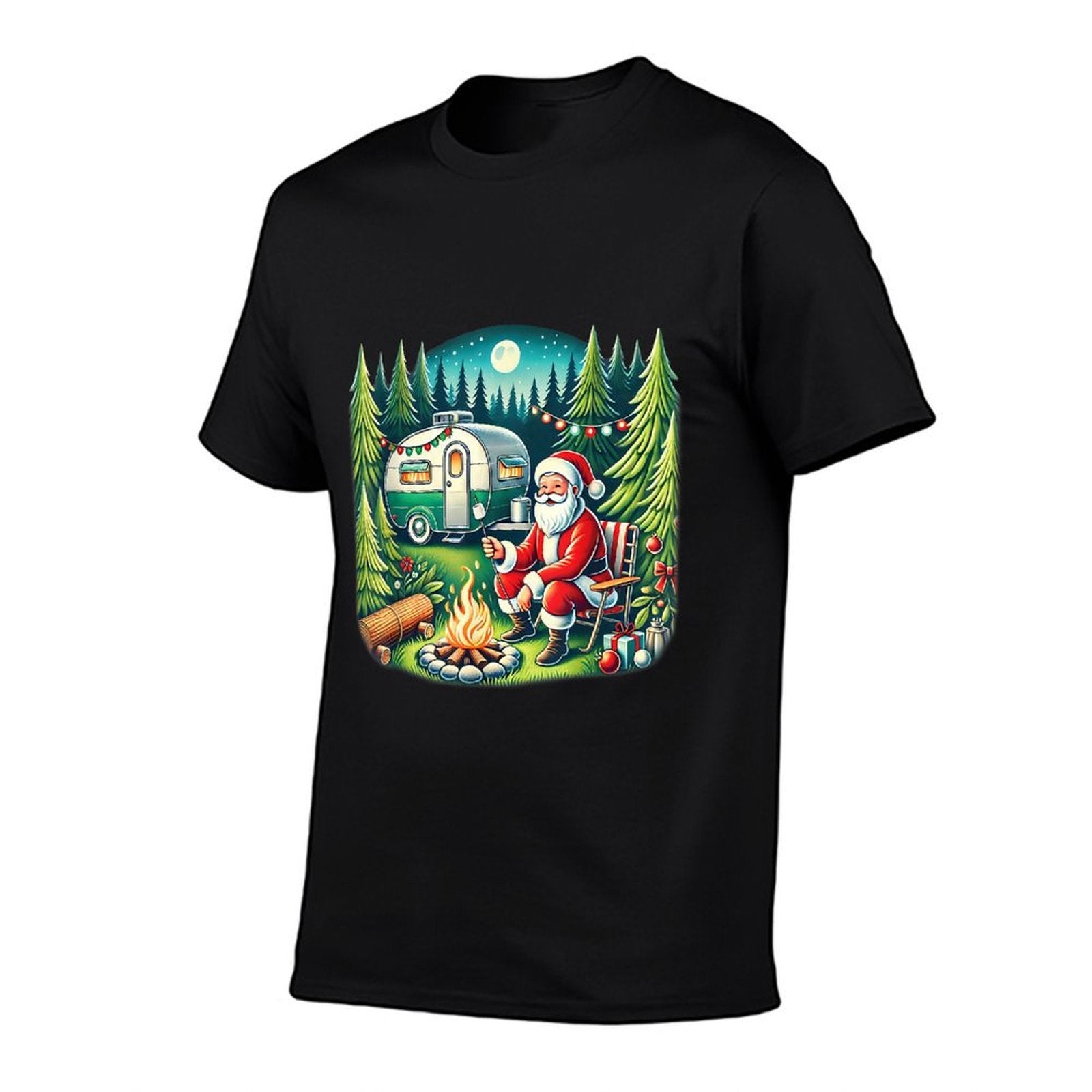 Merry Campmas Christmas Camper Camping Lover Santa Camping  Oversized Silhouette T-Shirt