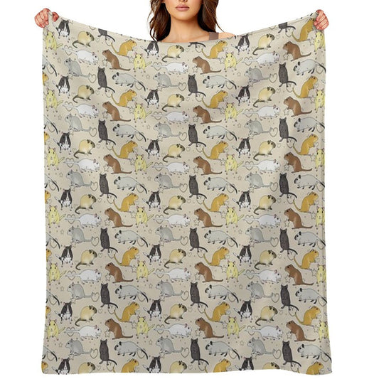 Gerbil Pattern Simple But Cute All-season Throw Blanket