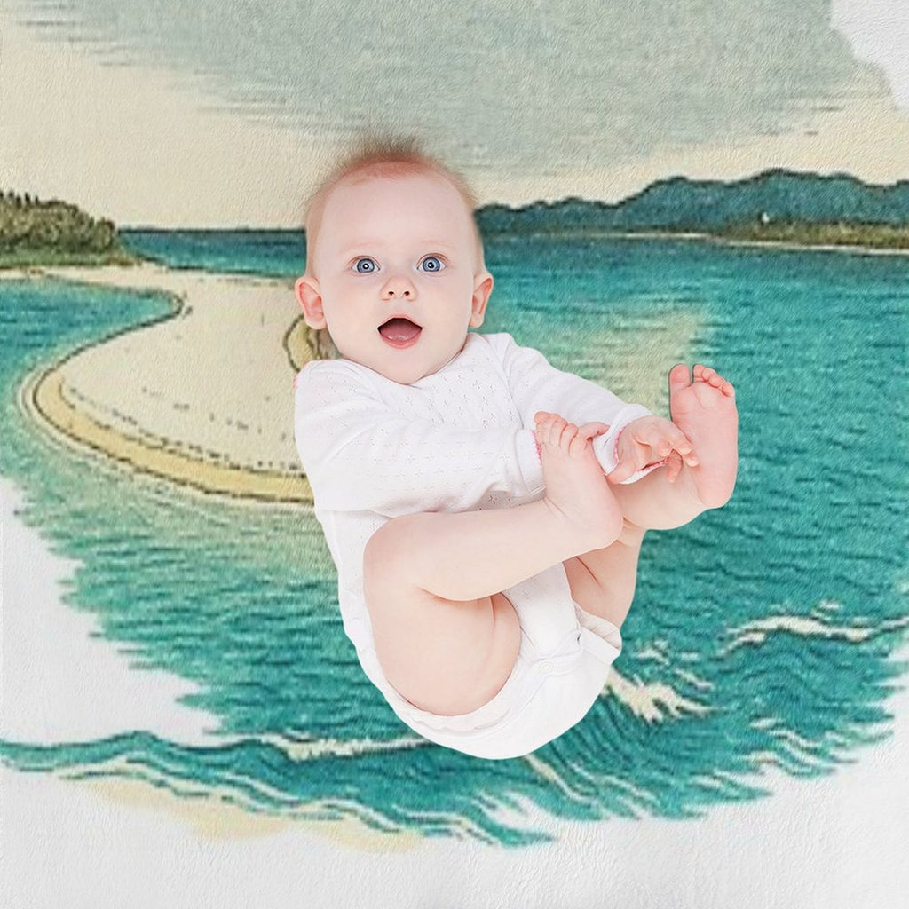 Sandbar Seascape Art  Serene Coastal View - Retro Island Vibes Multi-functional Throw Blanket