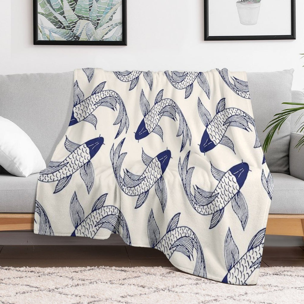 Japanese Koi Fish Pattern Compact Throw Blanket