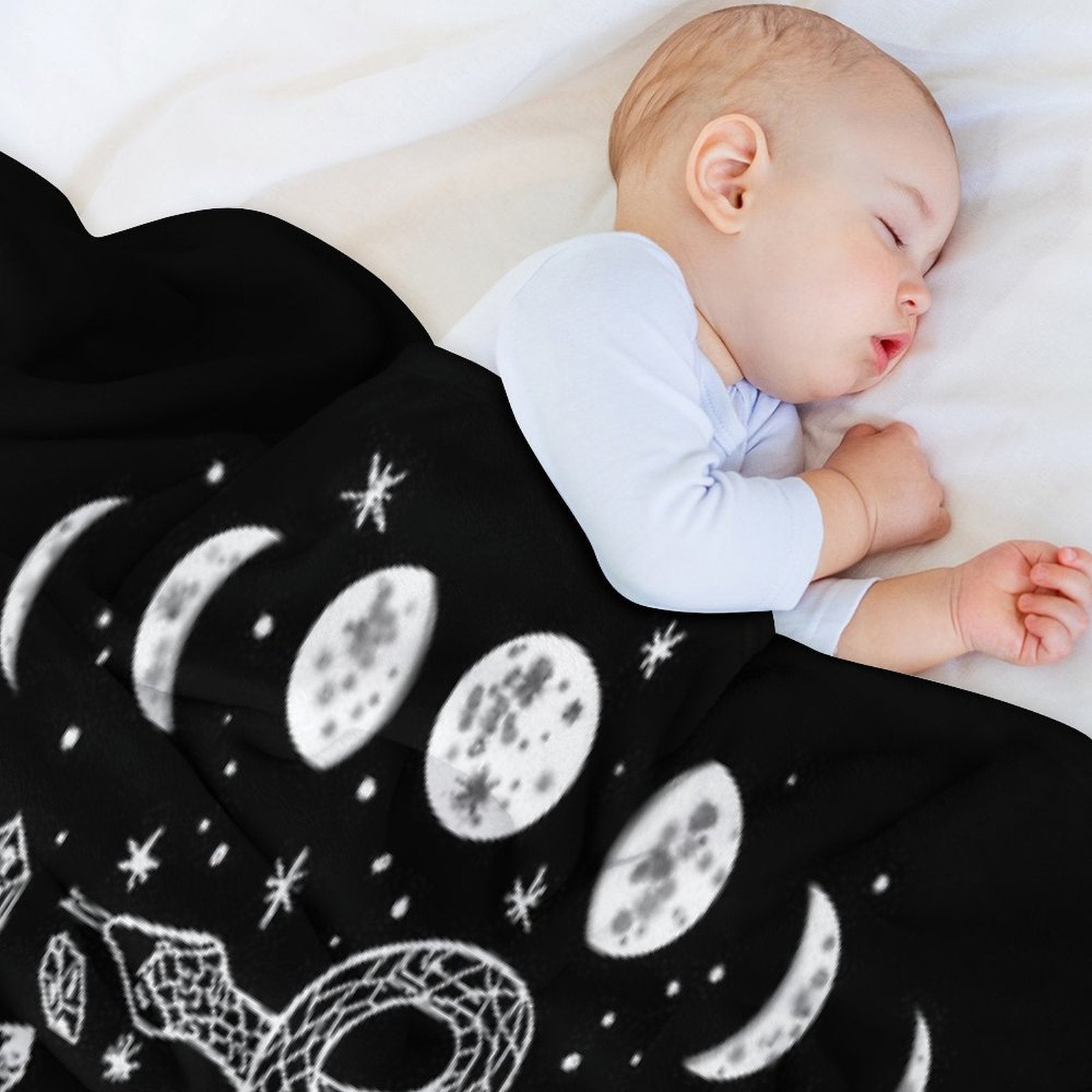 Moon Phases, Snakes, And Crystals Witchy Design Lightweight Throw Blanket