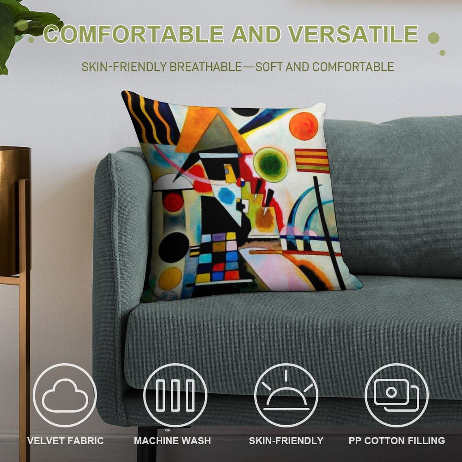 Kandinsky - Swinging Soft Anti-Pilling Throw Pillow