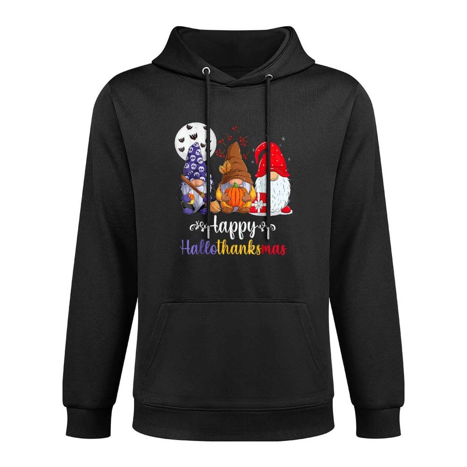 Halloween Thanksgiving Christmas Happy HalloThanksMas Gnomes Casual Wear Hoodie