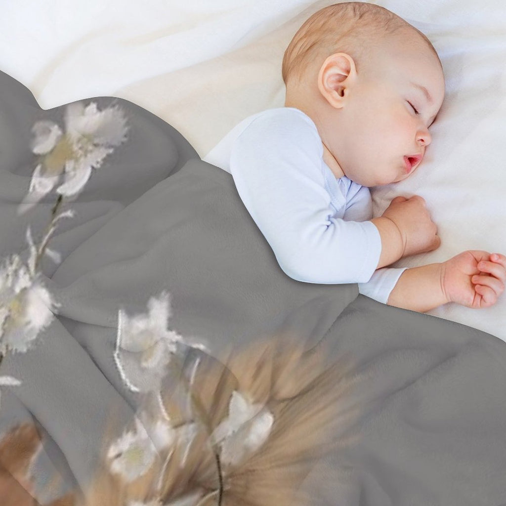 Nature Illustration of Red Squirrel And White Flowers in Springtime! Quick-dry Throw Blanket