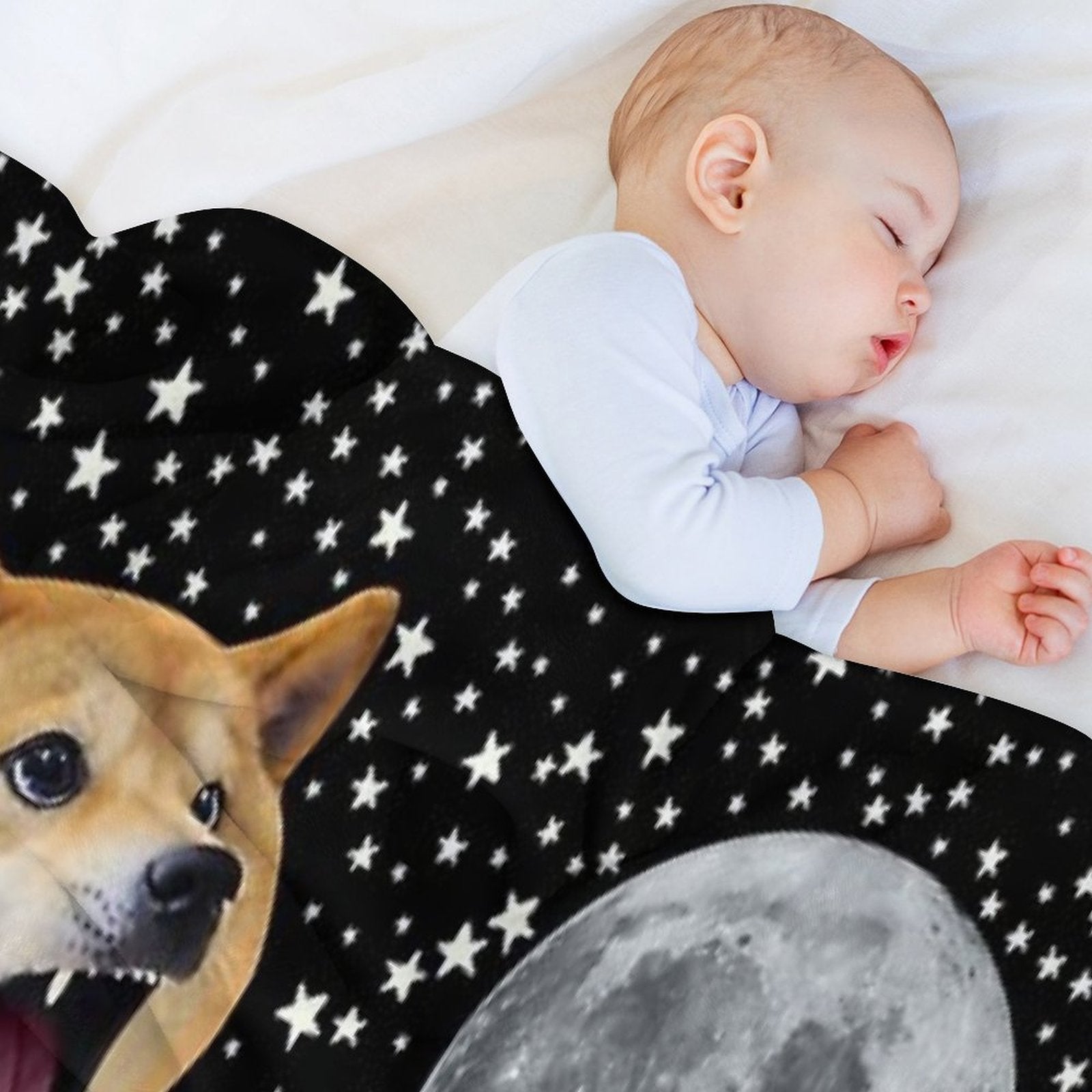 Three Doge Night Howling at The Moon Compact Throw Blanket