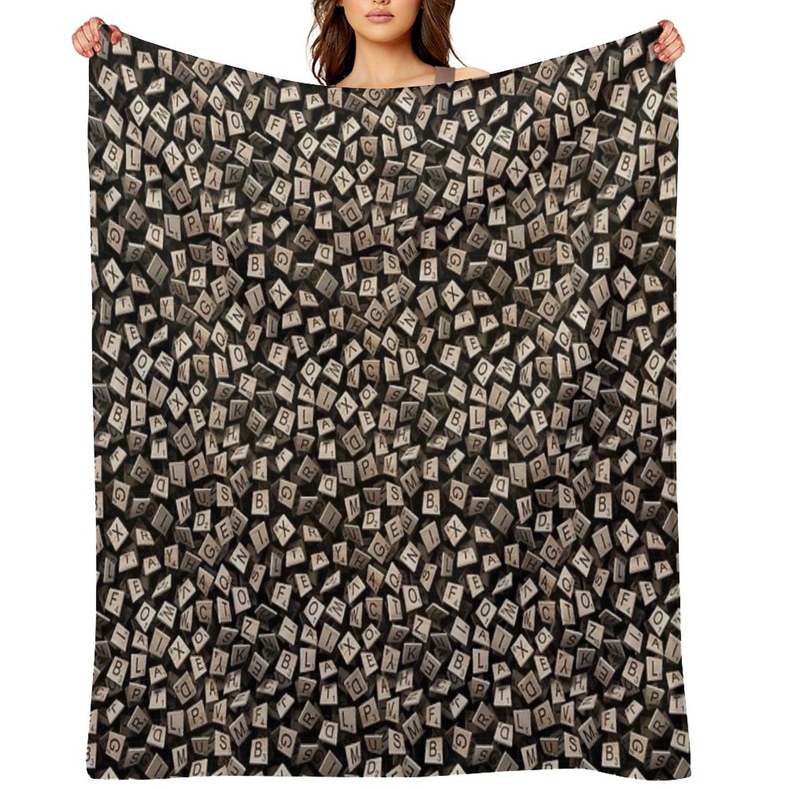 Scrabble Tile Madness Pattern Wrinkle-free Throw Blanket
