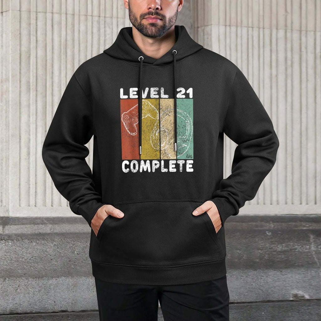 Mens 21st Birthday Men Gaming Level 21 Complete Versatile Streetwear Hoodie