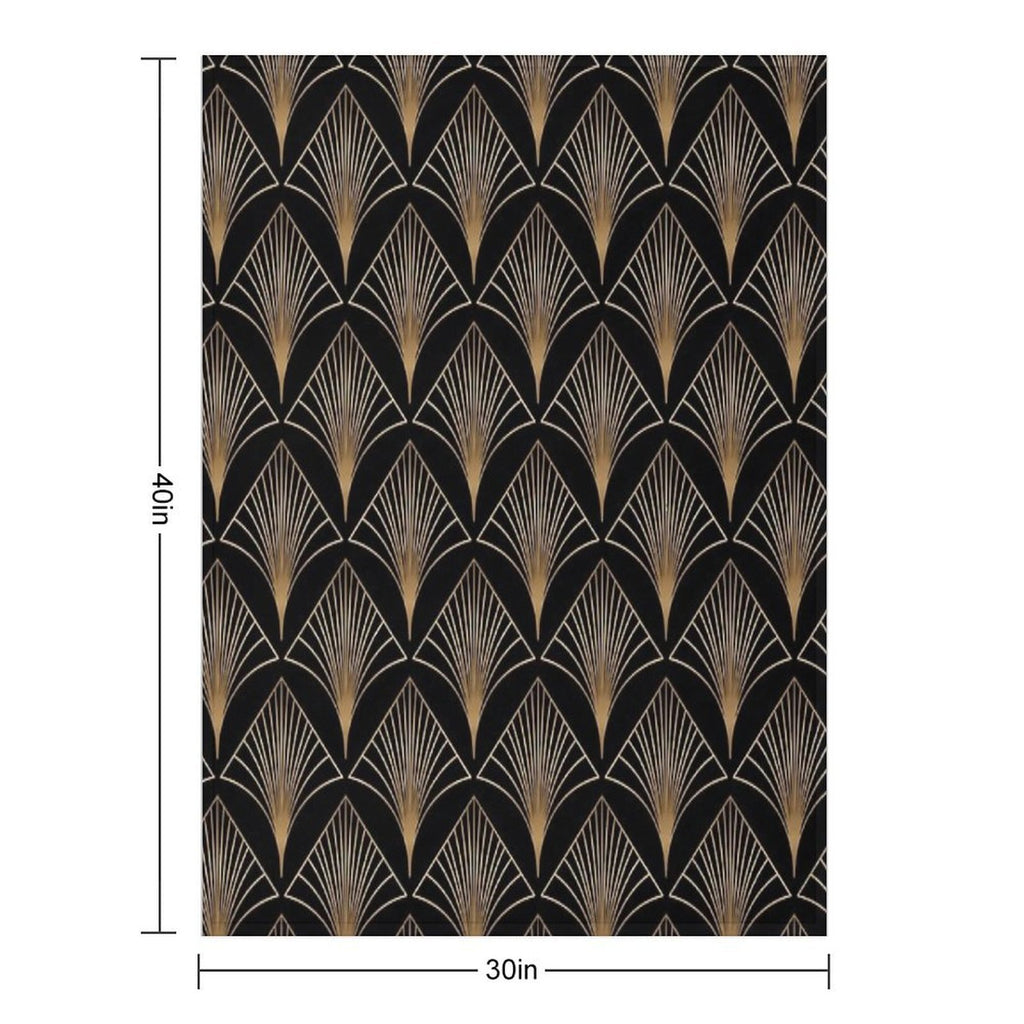 Art Deco Geometric Gold Black Pattern Velvety-soft Throw Blanket