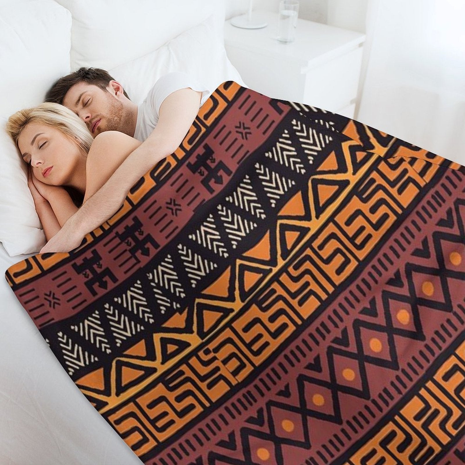 African Tribal Mudcloth Pattern Versatility Throw Blanket
