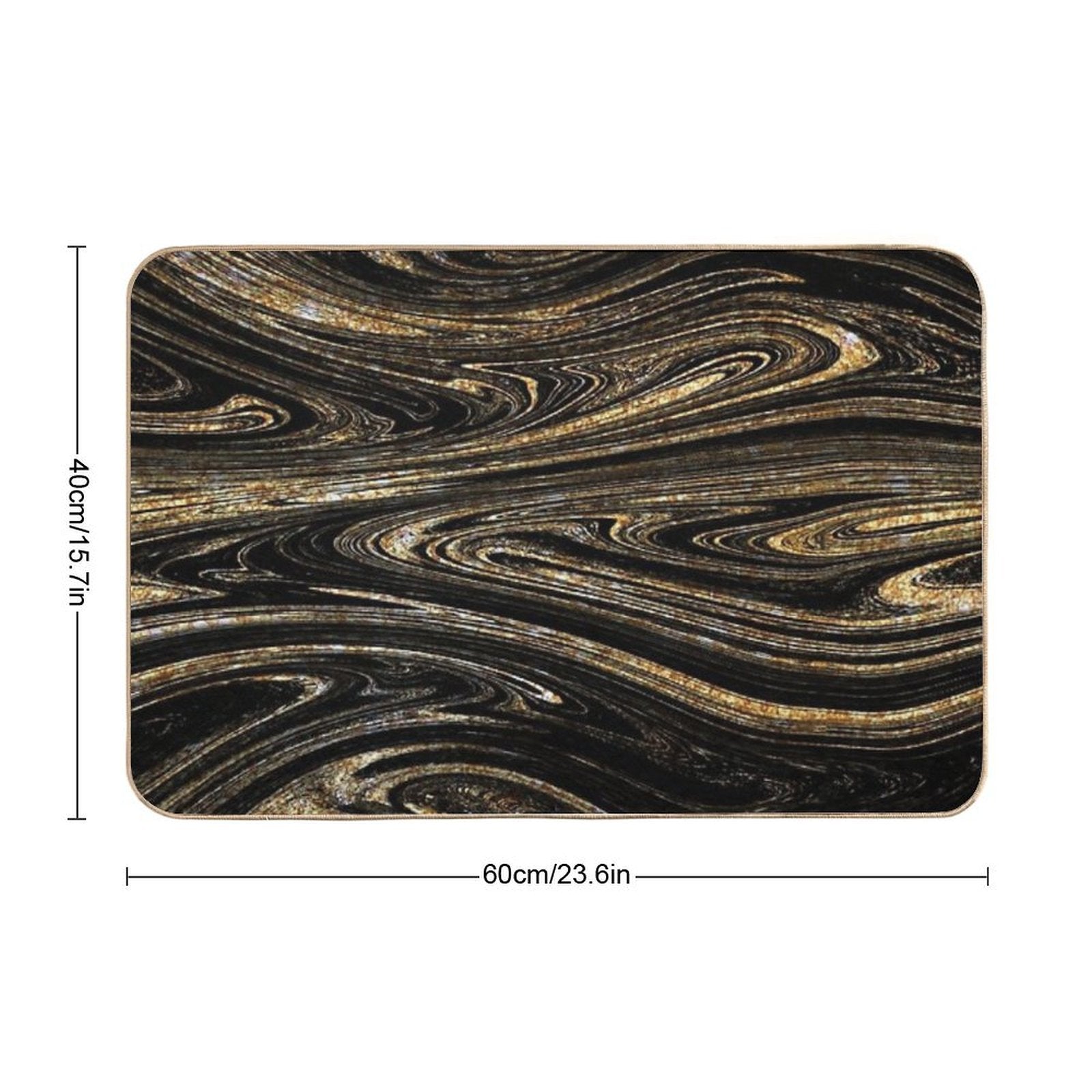 Black Gold Marble  Non-Slip Bath Mat
