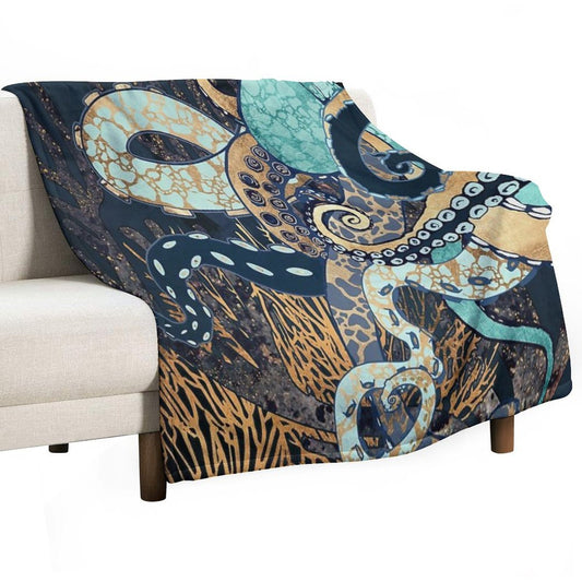 Metallic Octopus II Quick-dry Throw Blanket