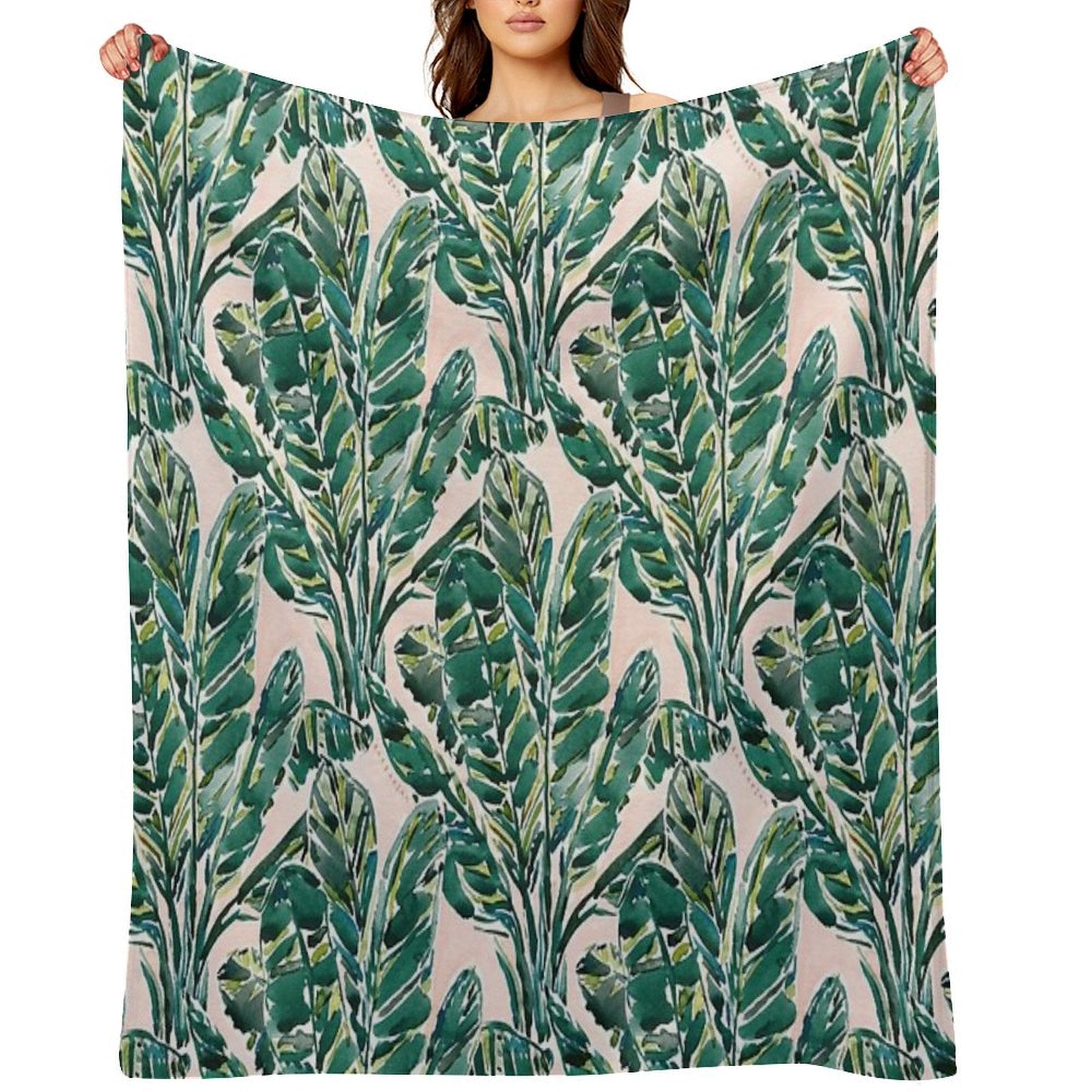 BIG FEELINGS BANANA LEAF TROPICAL Sustainable Throw Blanket