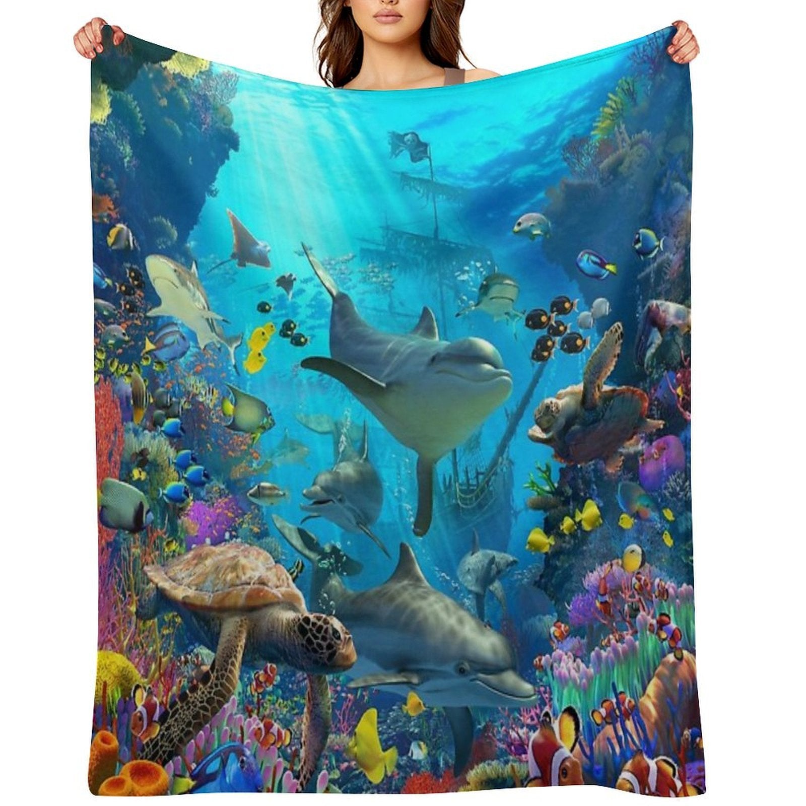 Dolphin Playground Travel-friendly Throw Blanket