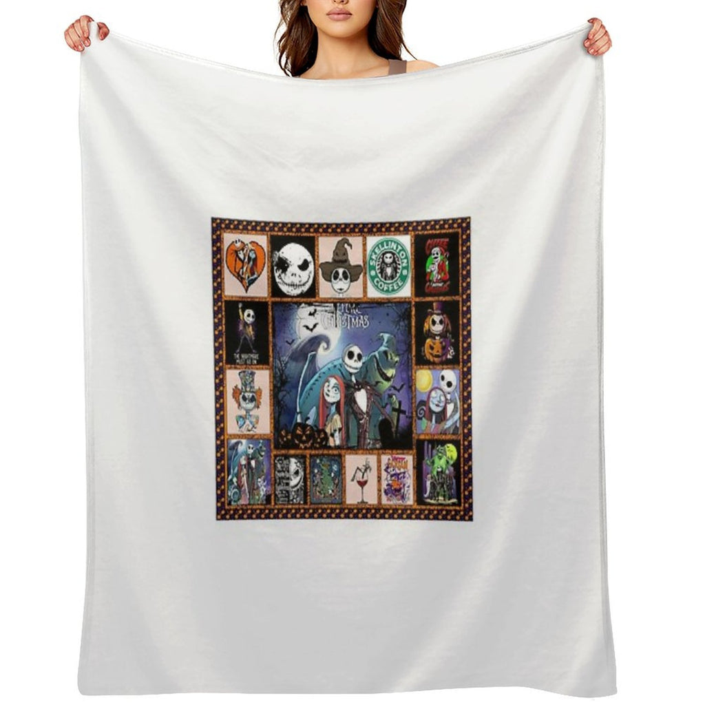 Jack Skeleton Horror Film Halloween Pixel Art Anti-pilling Throw Blanket