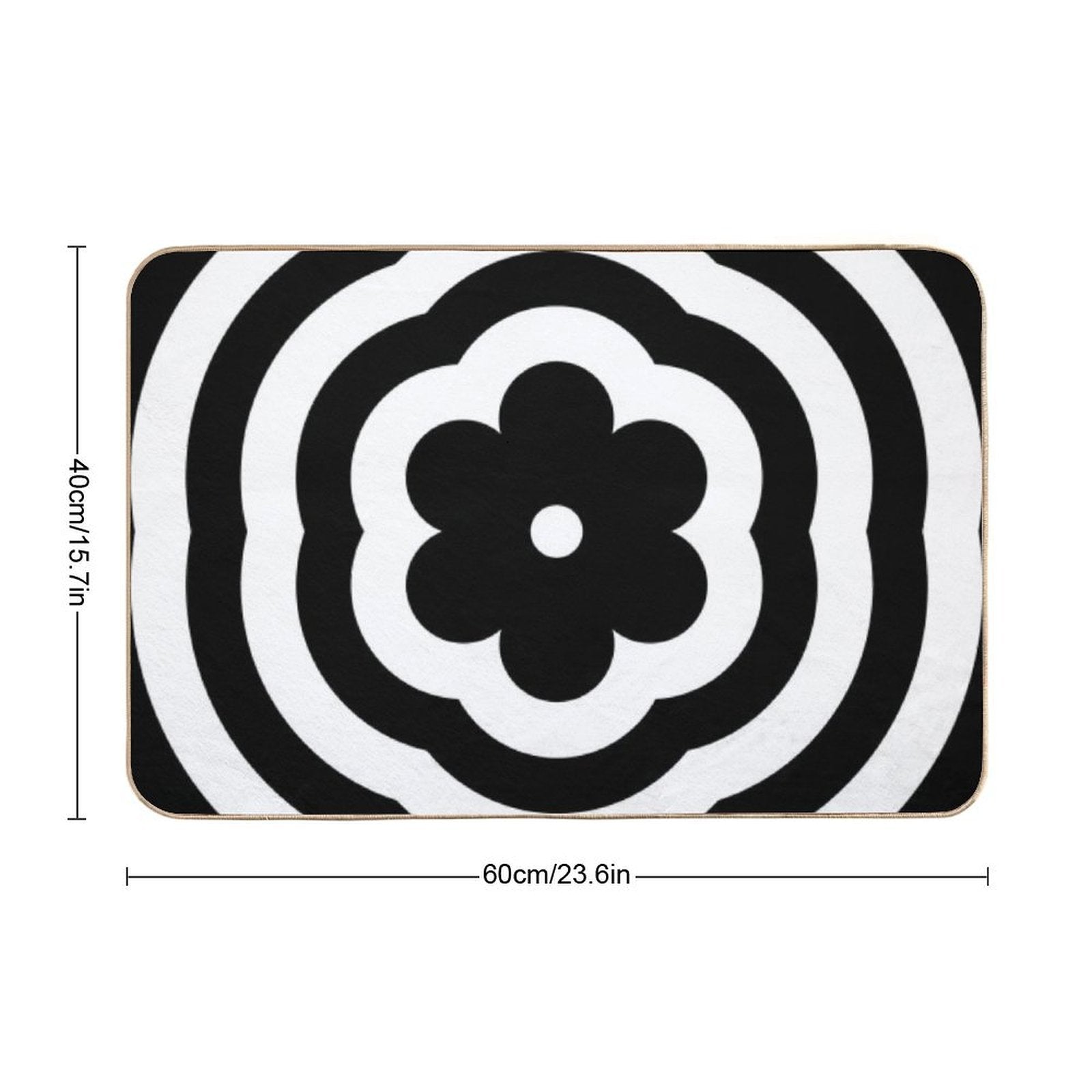 Black And White Rainbow Mod Flower  Dirt-Trapping Bath Mat
