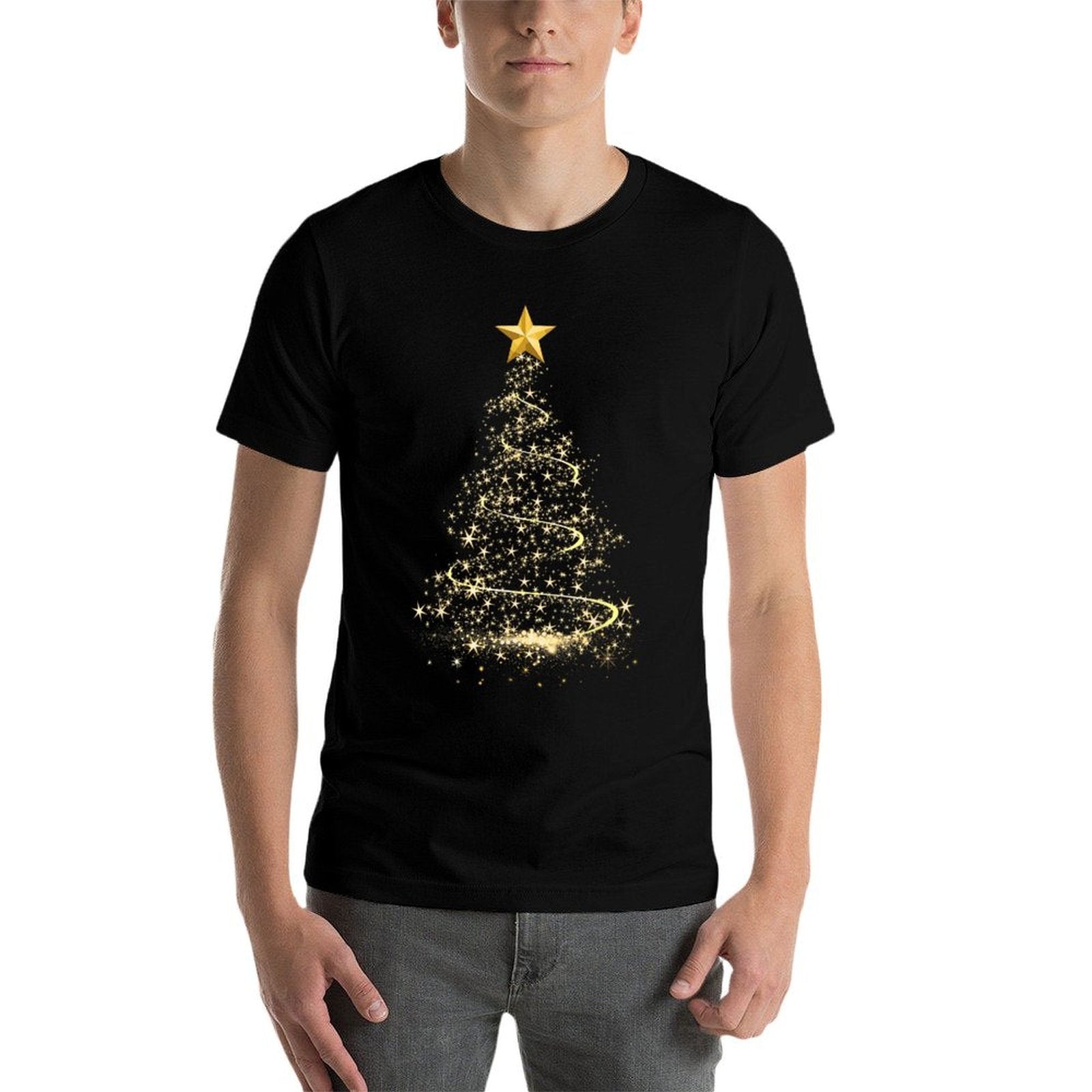 Funny Christmas Tree in Gold Merry Christmas Pajamas Women  Fade-proof Color T-Shirt