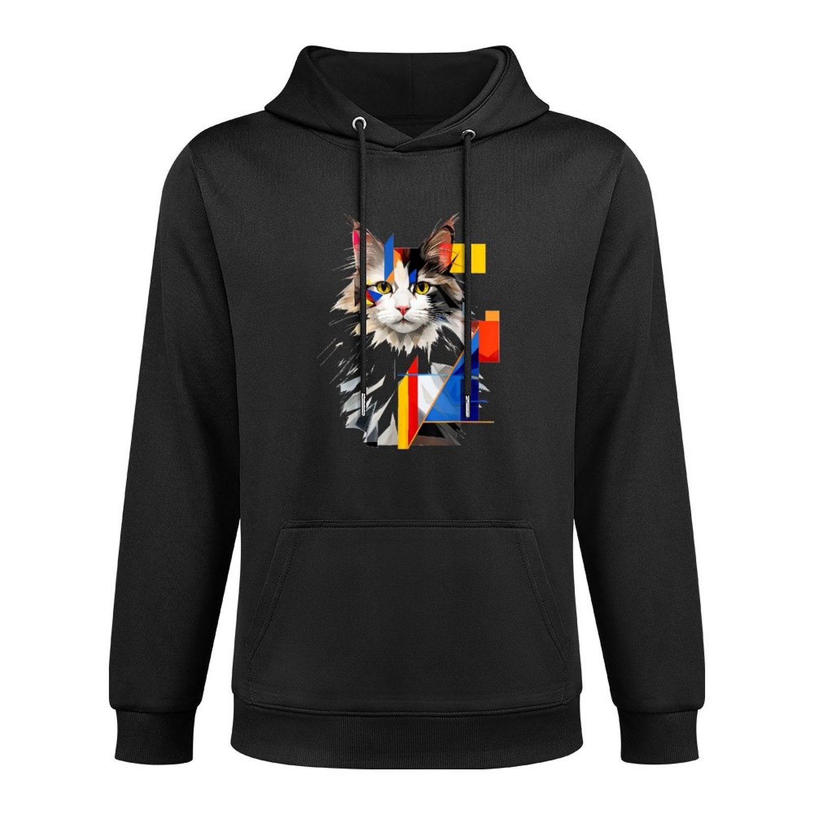 Cat Abstract Geometric Art Animal Polygon Graphic Cat Casual Wear Hoodie