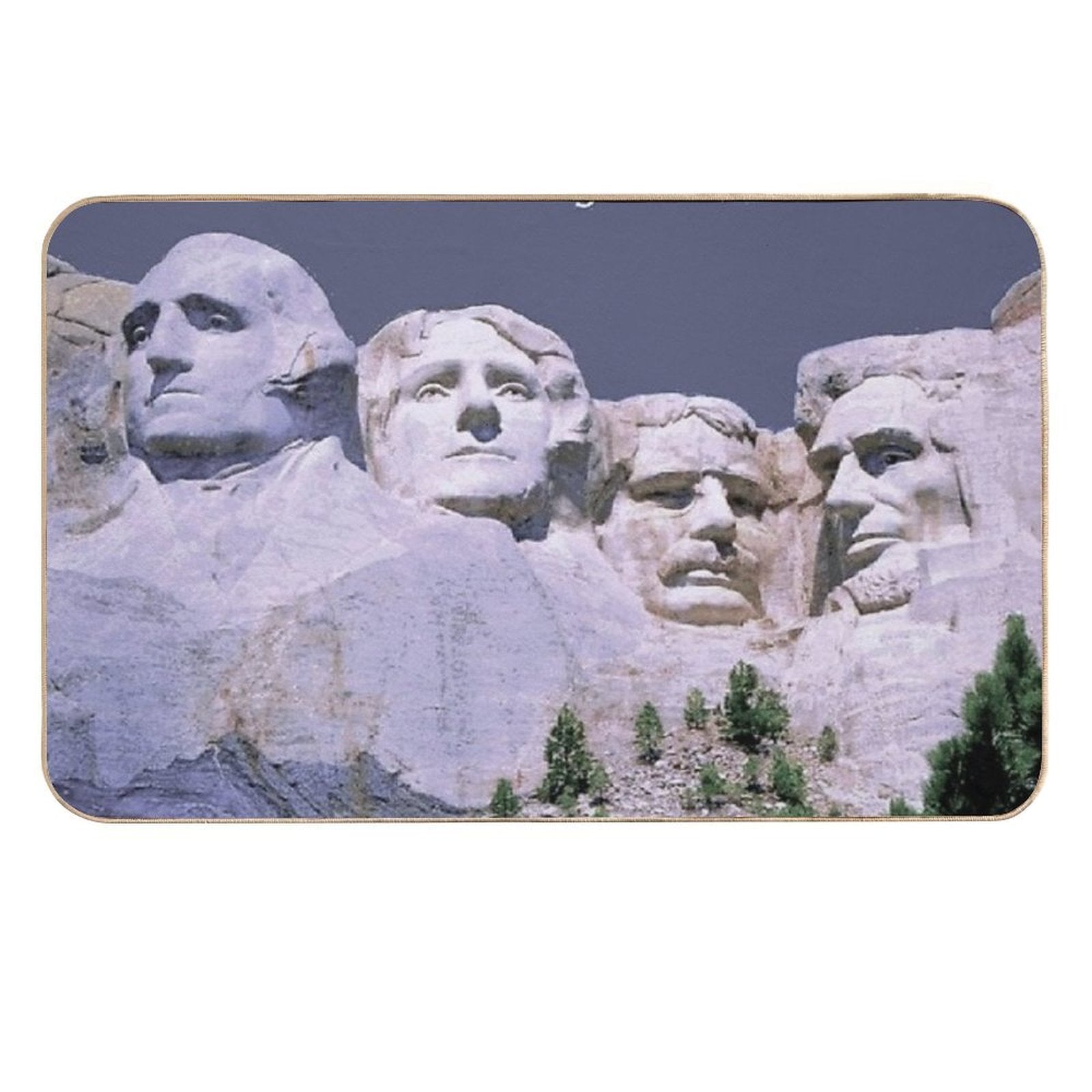 MOUNT RUSHMORE; Presidents Sculpture Vintage Print  Easy To Clean Bath Mat