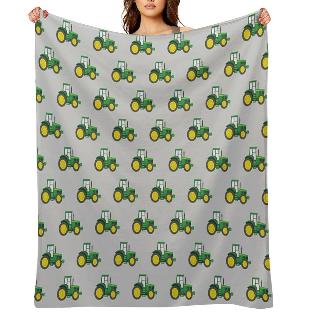 Green Tractors on Grey - Farming - Farm Themed Compact Throw Blanket