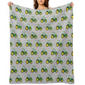 Green Tractors on Grey - Farming - Farm Themed Compact Throw Blanket