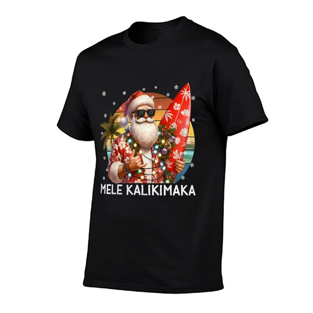 Mele Kalikimaka Retro Santa Rock On Pjs Christmas Xmas Men  Polyester Blend T-Shirt