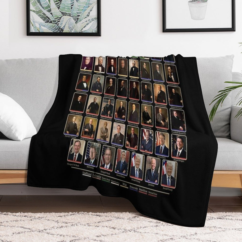 47 Presidents of The United States List (Updated - Including Trump) Premium Throw Blanket