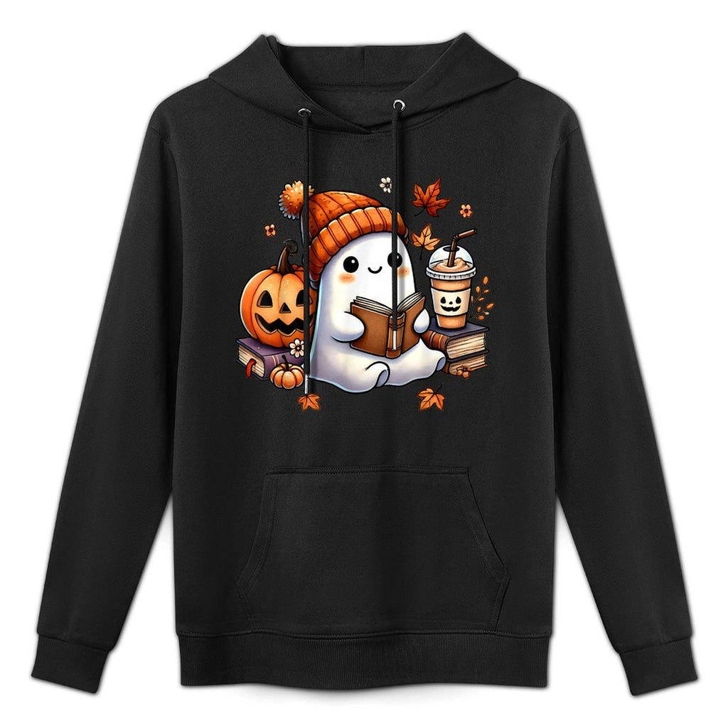 Cute Ghost Reading Book Lovers Funny Womens Girls Halloween Layering Staple Hoodie