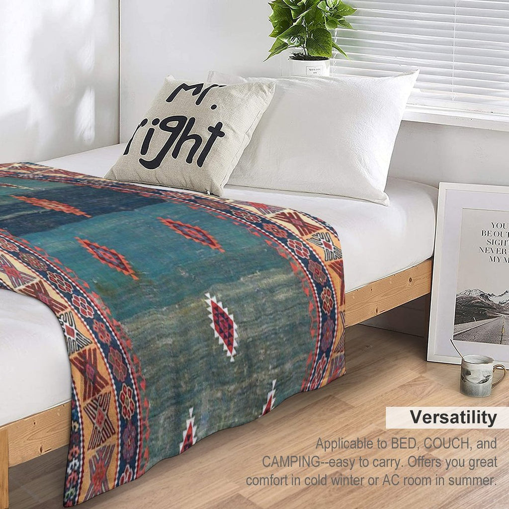 Sivas Antique Turkish Niche Kilim Print Multi-functional Throw Blanket