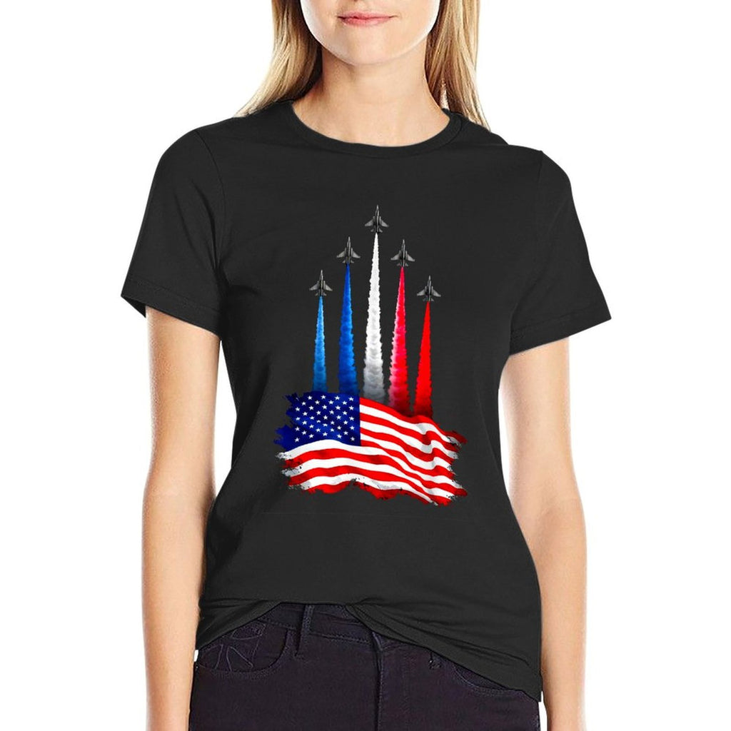 Independence Day American Jet Planes 4th of July  Summer-ready Fabric T-Shirt