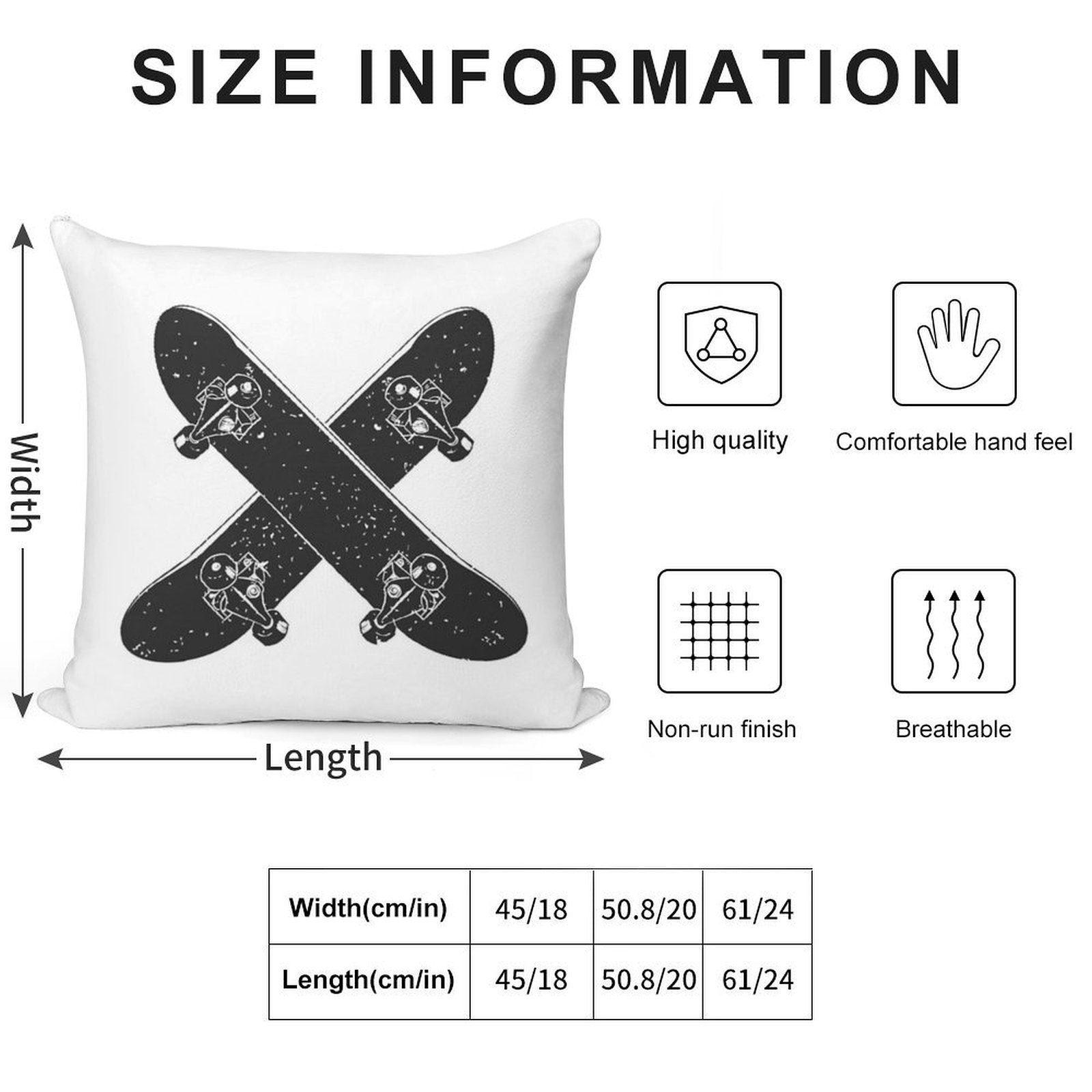 Skateboard X Soft High-Density Material Throw Pillow