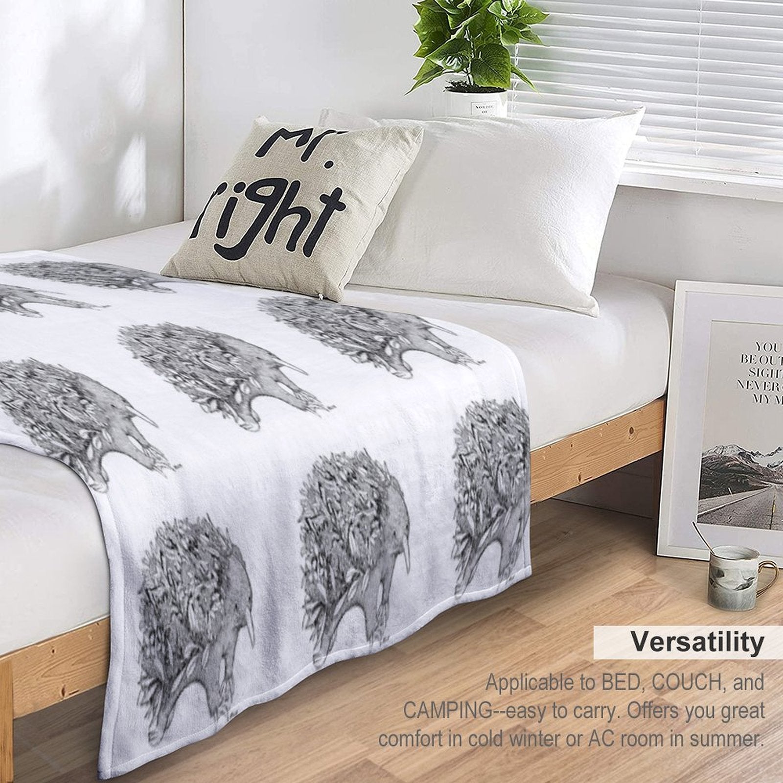 Botanical Echidna Velvety-soft Throw Blanket