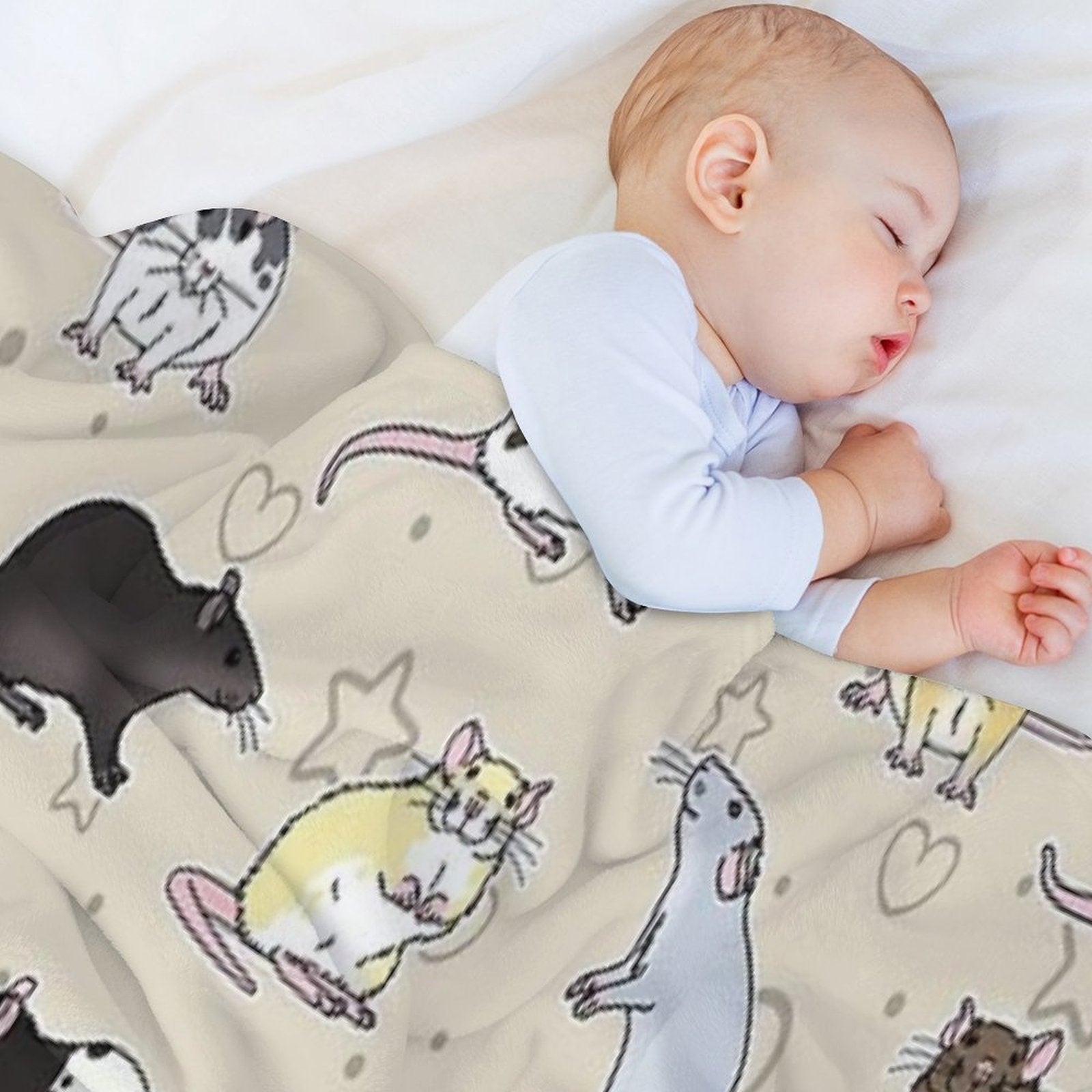 Fancy Rats Pattern Simple But Cute Gift-ready Throw Blanket