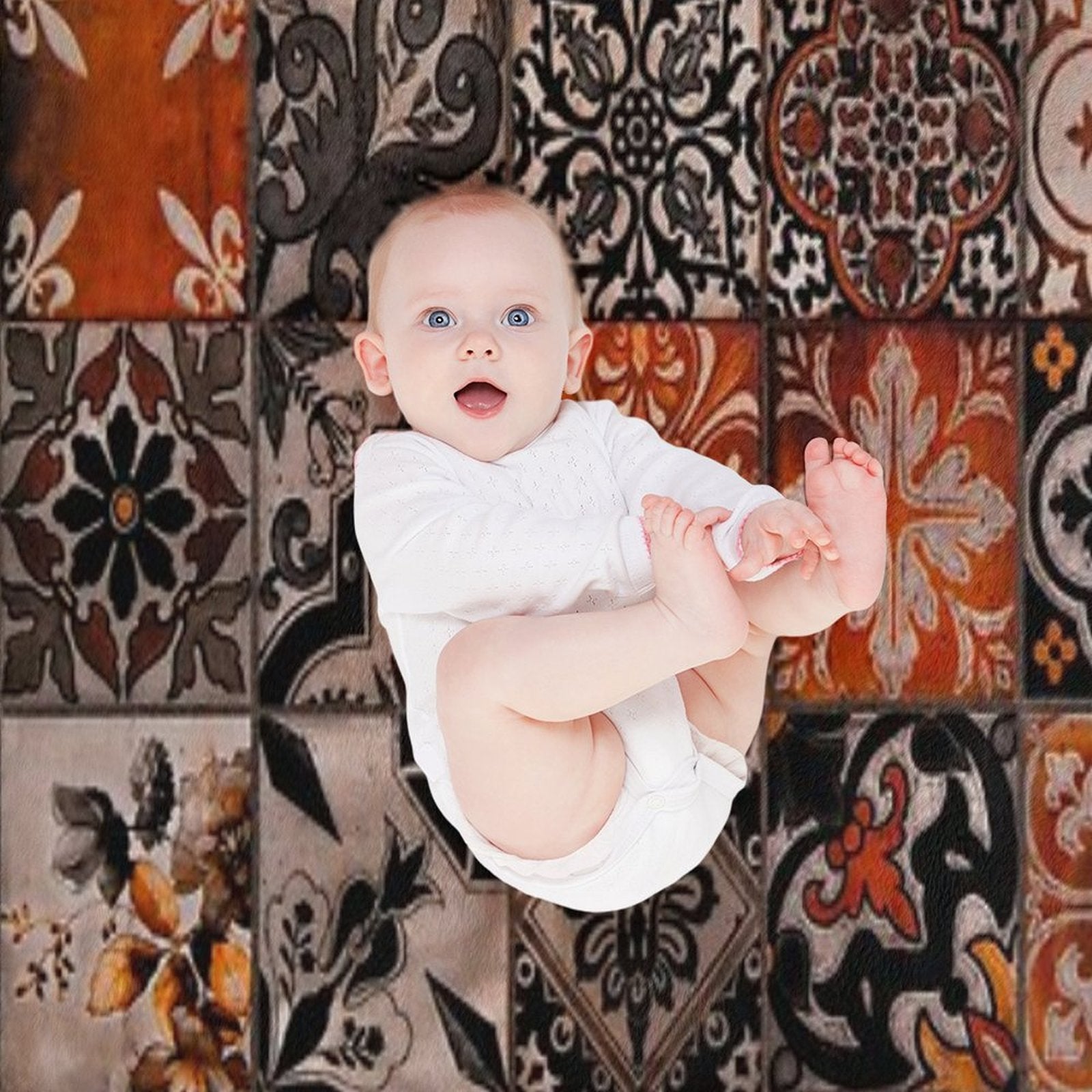 Orange Tiles Plush Throw Blanket
