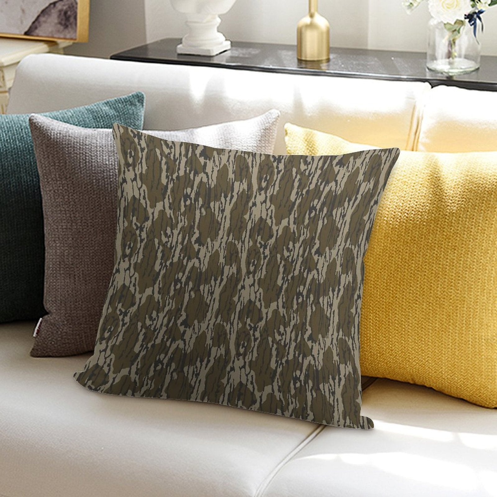 Everything Bottom Lands Camo Soft Decorative Cover Throw Pillow