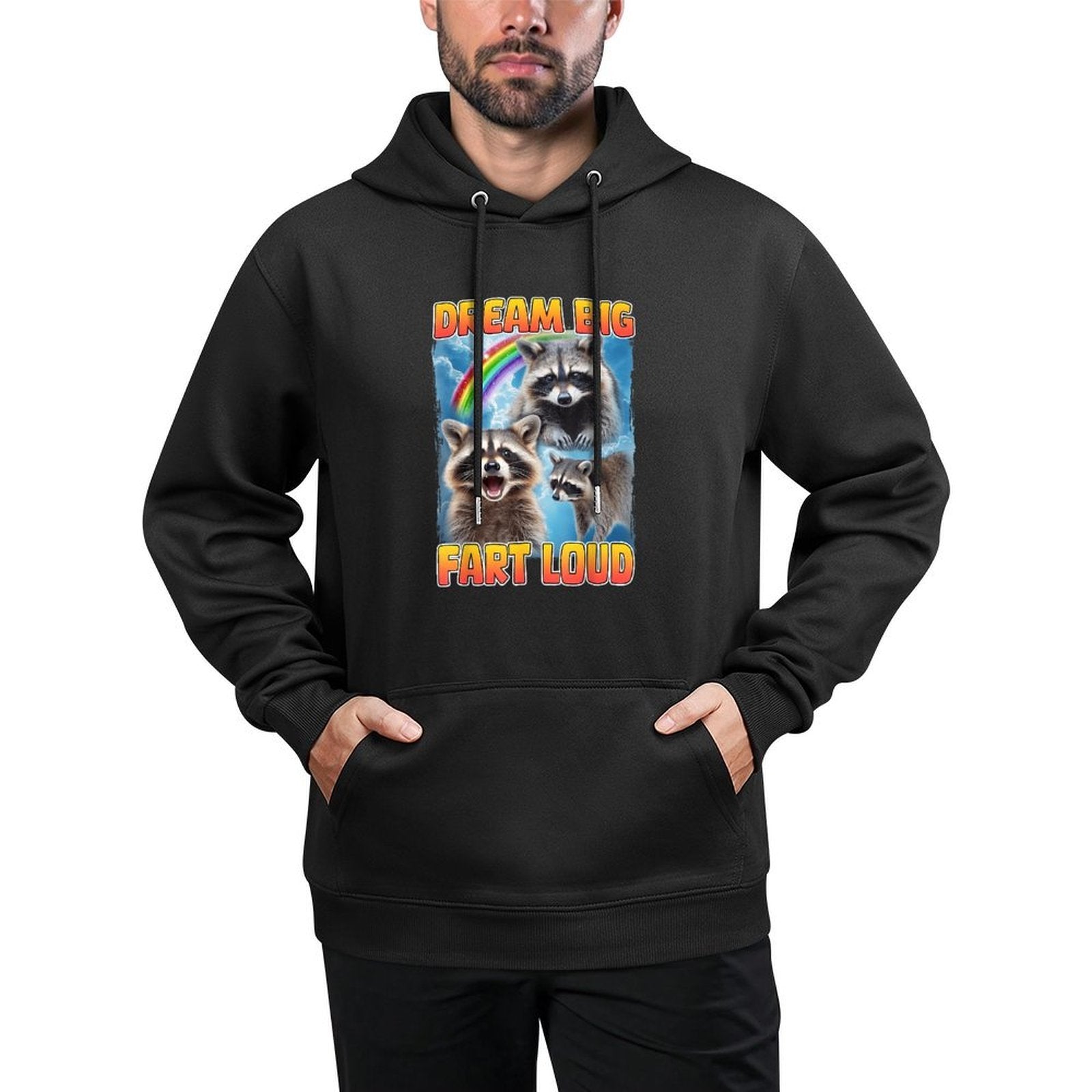 Dream Big Fart Loud Raccoon Customizable Surface Hoodie