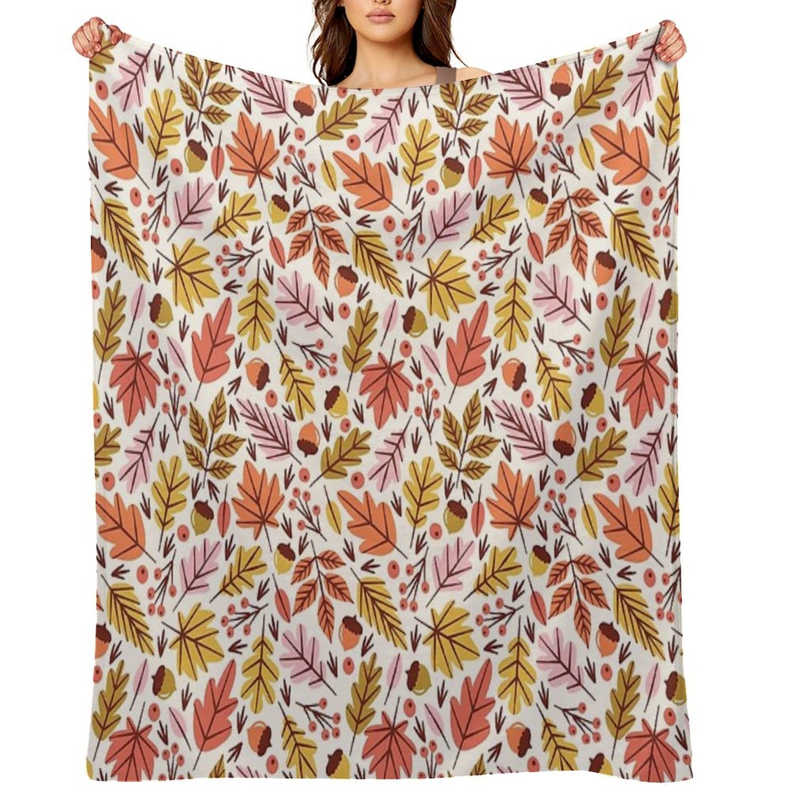 Leaves & Acorns Wrinkle-free Throw Blanket