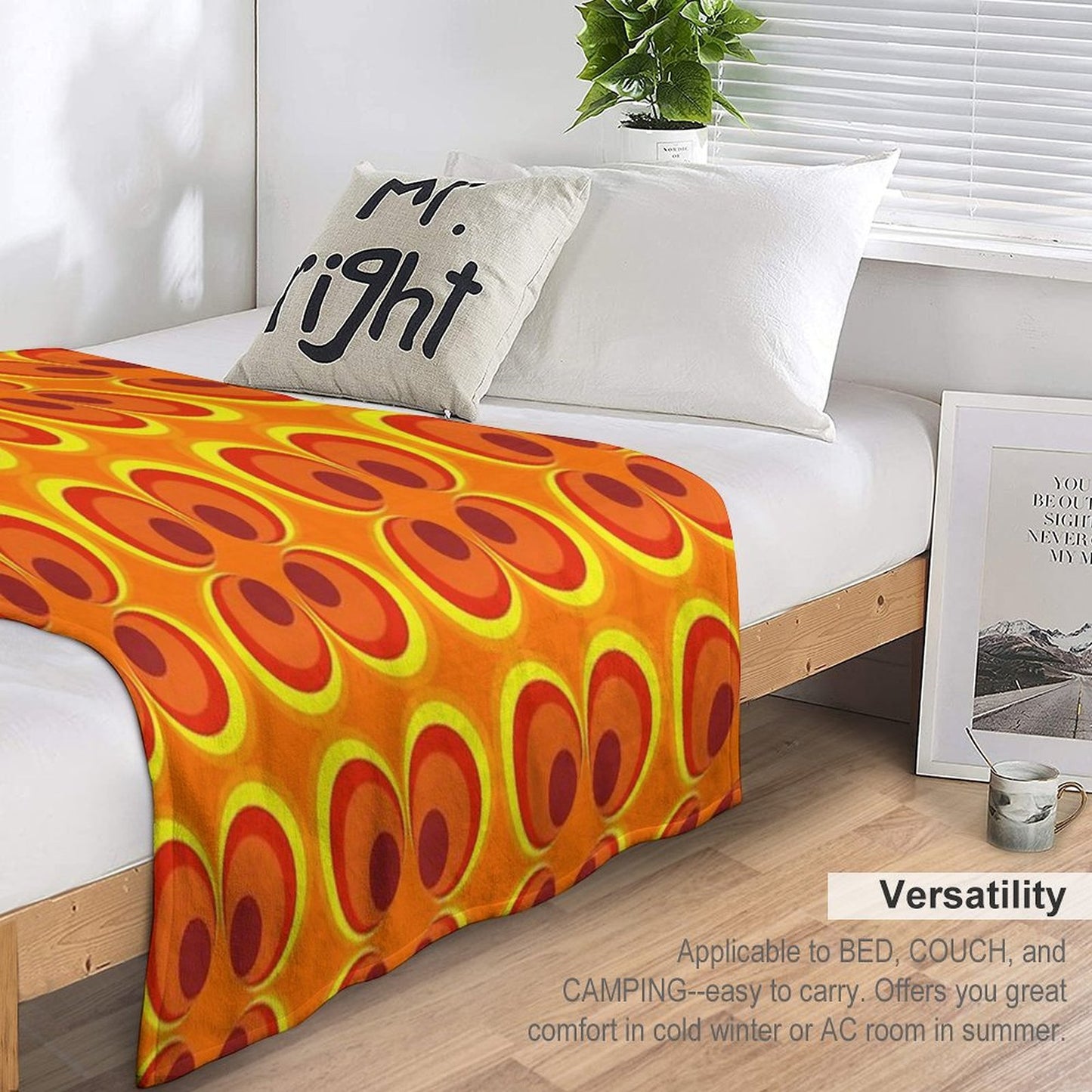 1970s Burnt Orange Retro Design Travel-friendly Throw Blanket