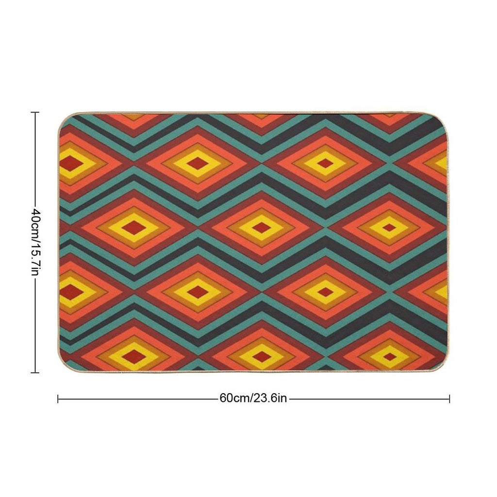 Retro Abstract Pattern Morphing Red Hot Rhombus  Repositionable Bath Mat