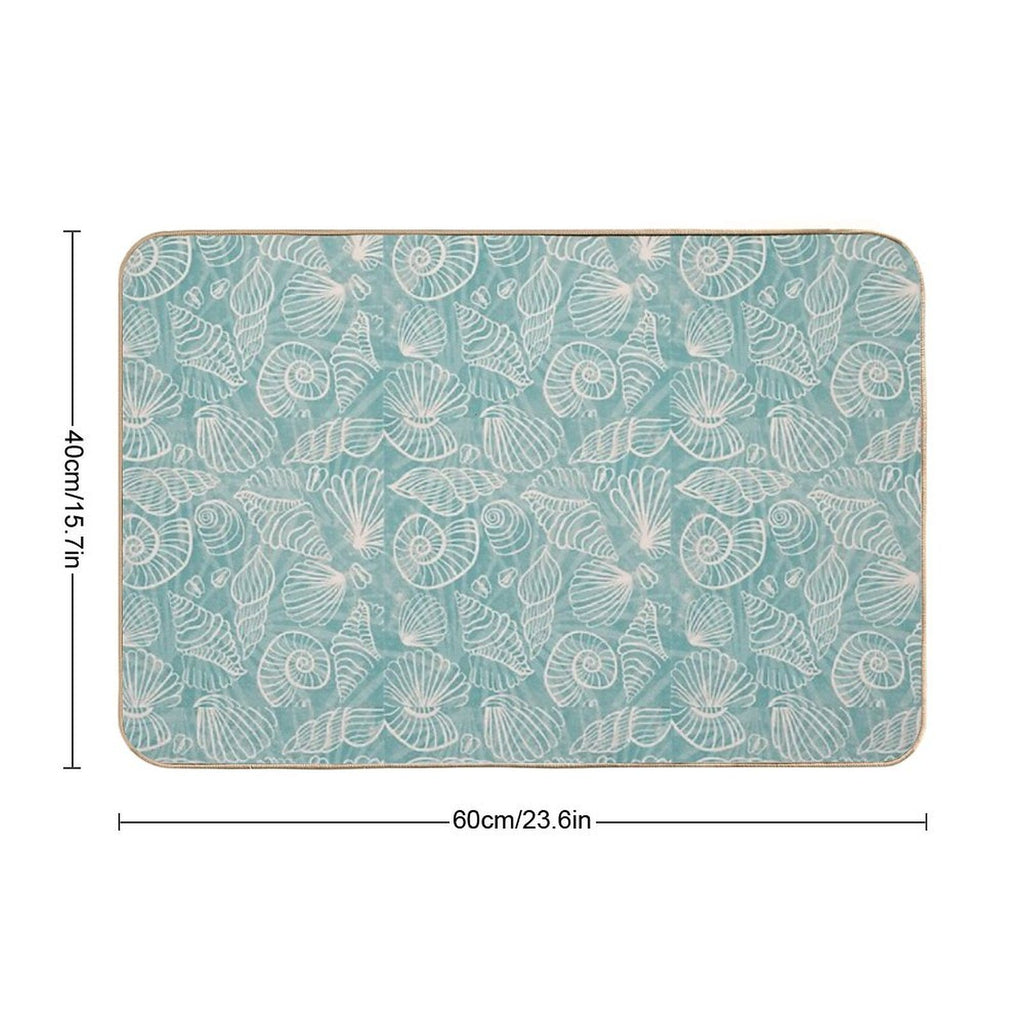 Summer Seashell - Blue Vintage Holiday Season - Relax  Repositionable Bath Mat